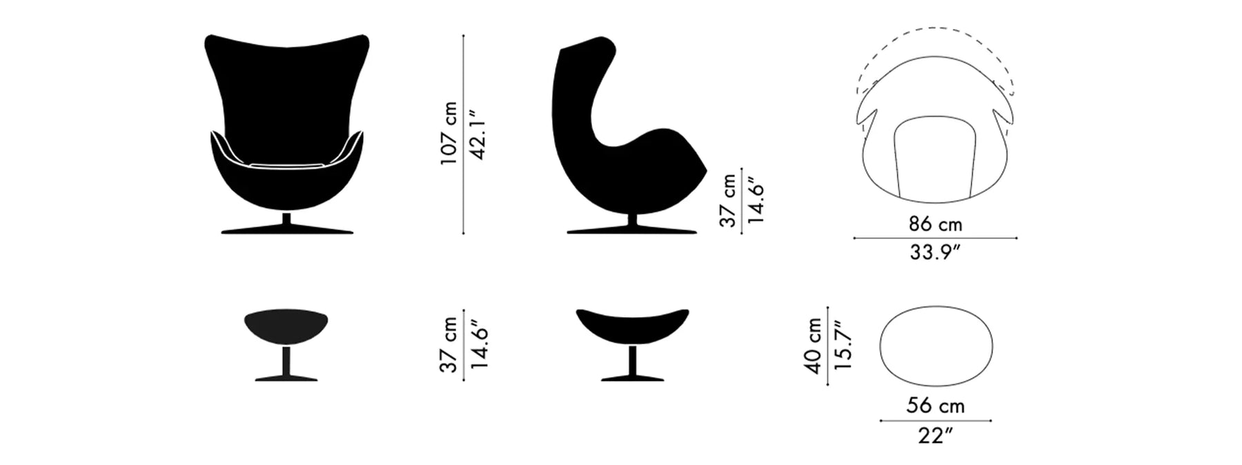 Egg Chair Replica with Stool by Arne Jacobsen - Stylish & Comfortable Design